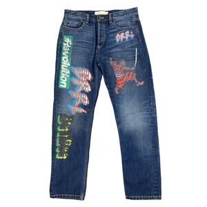 Marc Jacobs Denim Jeans Womens 28/30L Graffiti Print Annie Boyfriend AOP